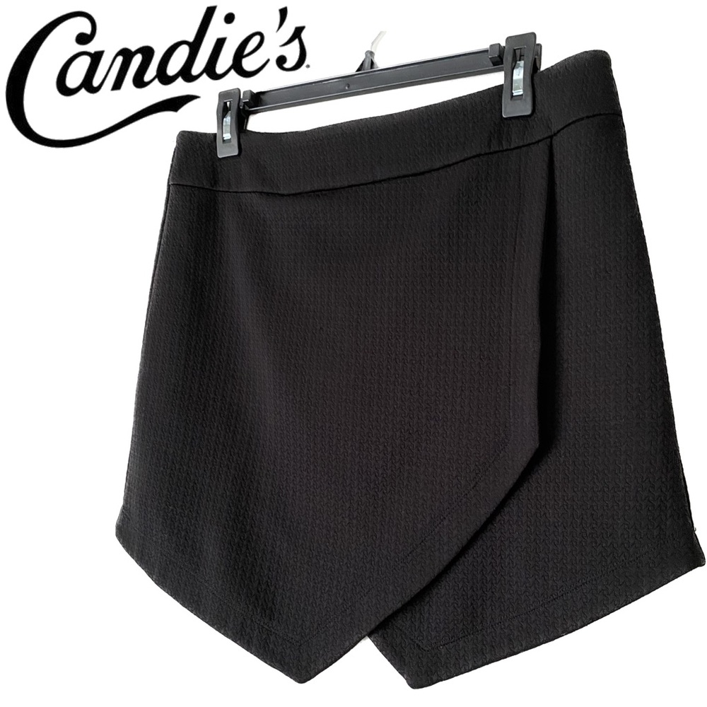 Candies Juniors Black Asymmetrical Envelope Mini Skirt Size 13 (Junior XL)